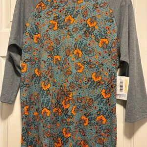 LuLaRoe Gray Randy with Floral pattern NWT size L